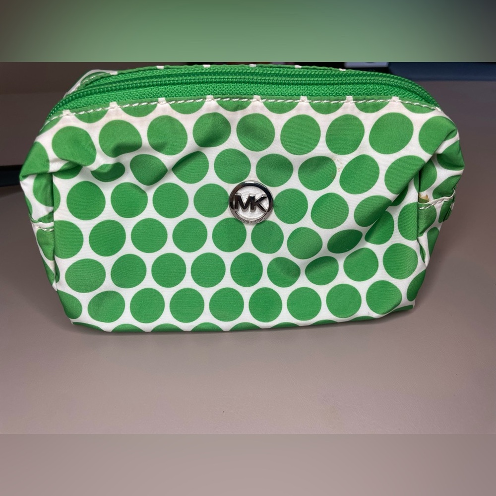Michael Kors Green Polka Dot Cosmetic Bag